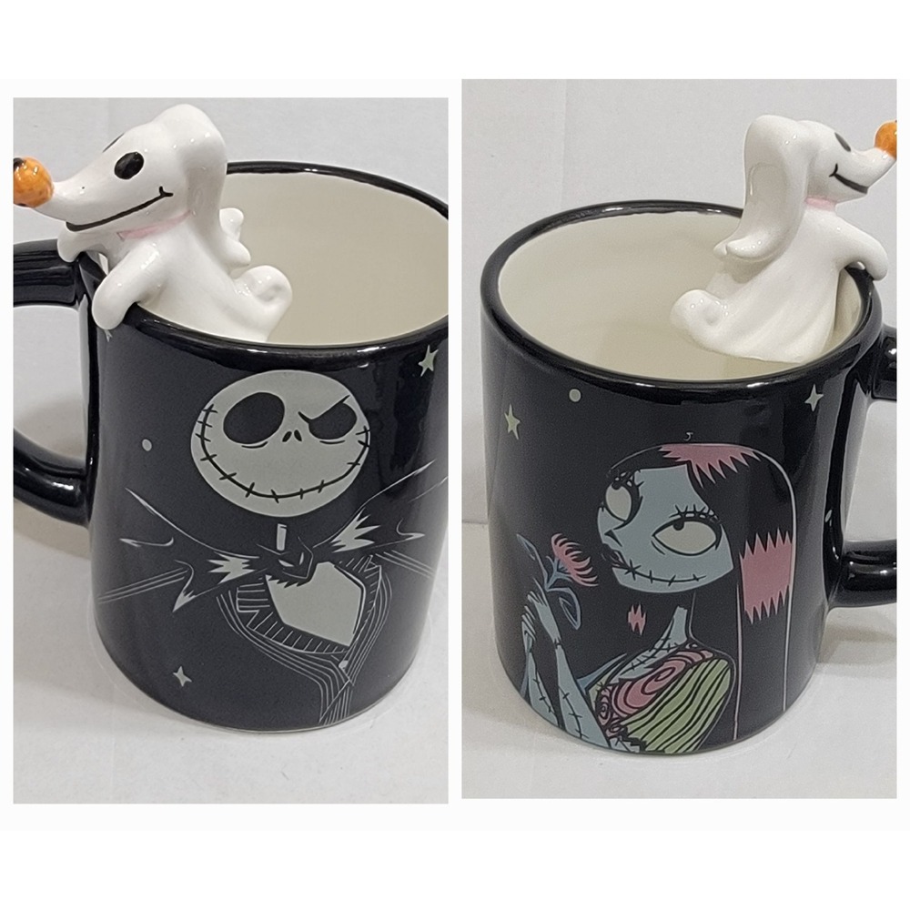 NEW Disney The Nightmare Before Christmas‎ Jack & Sally Lovers & Zero On Rim Mug